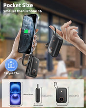 10000mAh Mini Power Bank，Ultra Compact Portable Charger with Built-in Cable，22.5W Fast Charger for iPhone Samsung Android.