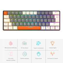 T60 Mechanical Gaming Keyboard Red/Blue Switch 62 Keys Gaming Keyboard USB Mini Wired Backlit Portable Travel for Game Laptop PC