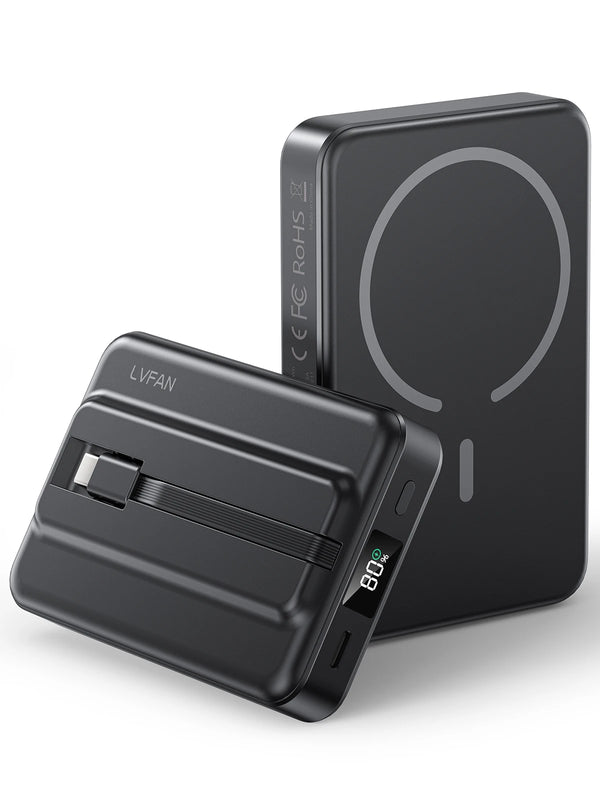 10000mAh Wireless Magnetic Power Bank for iPhone 16 15 14 13 12 Magsafe Battery Pack Portable Charger with Built-in USB C Cable