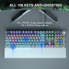 F2088 Mechanical Keyboard Round 104 keys Blue Mechanical Switch Gaming Keyboard RGB Backlit Ergonomic Design