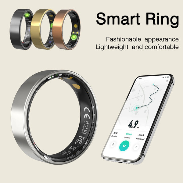 Smart ring, sleep tracking, motion monitoring, compatible with iPhone and Android, smart gift, suitable for men and women