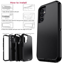 Black For Samsung Galaxy A14 4G 5G Case Heavy Duty Shockproof Hard Protective Rugged Hybrid 3in1 Layers Cover
