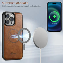 EUCAGR Magsafe Magnetic 2 In 1 Detachable Wallet Leather Case For iPhone 12 13 14 15 16E 16 Pro Max Plus Shockproof Holder Cover
