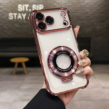 Luxury Shockproof Plating Bright Stand Case for iPhone 17 Air 16 15 14 13 12 11 Pro Max Plus X XS XR for Magsafe Magnetic Cover