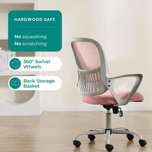 Ergonomic Mid-Back Mesh Office Chair with Lumbar Support, 360° Swivel & Flip-Up Armrests for Home, Gaming, Study in Pink