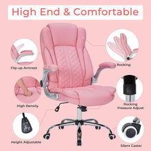 400lbs Executive Office Chair with Armrests,Big and Tall Computer Chair for Heavy People,Heavy Duty Ergonomic Comfy Chair (Pink)