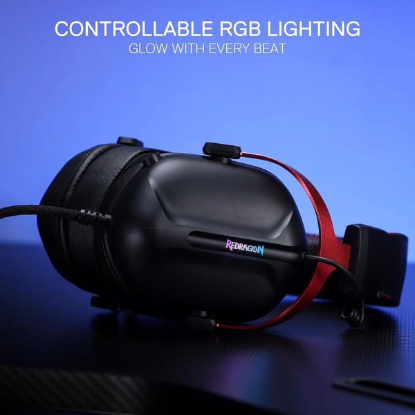 Redragon H312 Wired Gaming Headset, 7.1 Surround Sound, 50 mm Drivers, Noise-canceling Microphone, Over-Ear Headphones