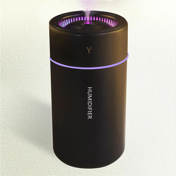 Portable Mini Humidifier, Colorful, Cool Mist, USB Powered. Perfect for Bedroom, Office & Car (Black)