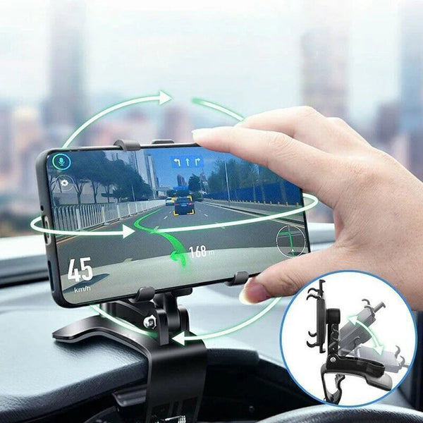 Car Phone Holder Rotatable Dashboard/Rearview Mirror/Sun Visor Mount Phone Clip Mount Portable Car Holder for Mobile Phone