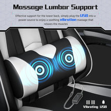 Ergonomic Gaming Chair with Massage Lumbar Support, Adjustable Footrest and Headrest for Comfortable Computer Use