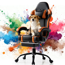 Ergonomic Gaming Chair with Padded Spring Seat, Adjustable Lumbar Support & Footrest for Long-Lasting Comfort