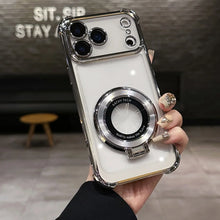 Luxury Shockproof Plating Bright Stand Case for iPhone 17 Air 16 15 14 13 12 11 Pro Max Plus X XS XR for Magsafe Magnetic Cover
