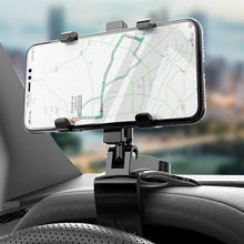 Car Mobile Phone Mount 360 Degree Rotating Rearview Mirror Navigation Bracket Dashboard Adjustable Spring Clip Cell Phone Holder