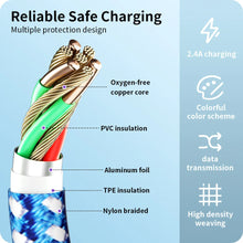 Jogrytece 3 pcs [3ft 6ft 10ft] Nylon braid charging cable suitable for fast char of iPhone
