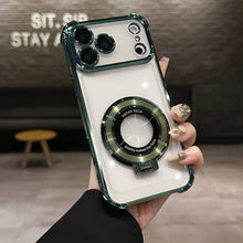 Luxury Shockproof Plating Bright Stand Case for iPhone 17 Air 16 15 14 13 12 11 Pro Max Plus X XS XR for Magsafe Magnetic Cover