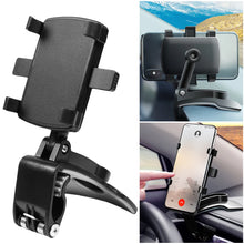 Car Mobile Phone Mount 360 Degree Rotating Rearview Mirror Navigation Bracket Dashboard Adjustable Spring Clip Cell Phone Holder