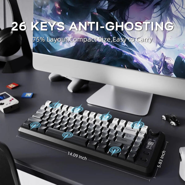 MAMBASNAKE x ZIYOU LANG M75 Wireless Membrane Keyboard, RGB Backlit Rechargeable 2000mAh Battery