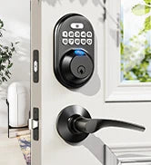 Front Door Keyless Entry Deadbolt Lock, Keypad Electronic Deadbolt with Handle for Front Door