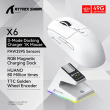 ATTACK SHARK X6 Wireless Gaming Mouse, Superlight Mouse with RGB Magnetic Charging Base, 2.4G/BT5.2/Wired,PAW3395 Sensor 26000 D