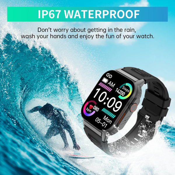 Smart Watch(Answer/Make Call), 2.01" Smartwatch for Men Women, IP67 Waterproof, 100+ Sport Modes Fitness Tracker