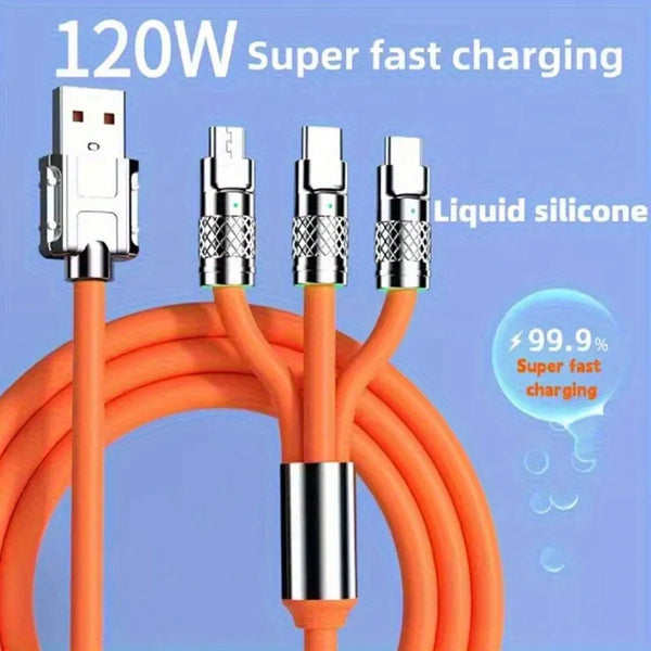 4FT Multi Charging Cable, 3 in 1 Multiple Charger Cable 3 Port IP/Type-C/Micro, Braided Universal Phone Charger Cord with Type-C