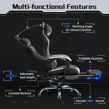 Ergonomic Gaming Chair with Massage Lumbar Support, Adjustable Footrest and Headrest for Comfortable Computer Use