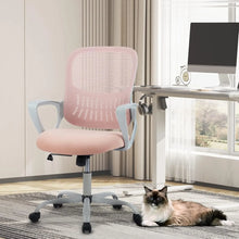 Ergonomic Mid-Back Mesh Office Chair with Lumbar Support, 360° Swivel & Flip-Up Armrests for Home, Gaming, Study in Pink