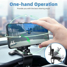 Car Mobile Phone Mount 360 Degree Rotating Rearview Mirror Navigation Bracket Dashboard Adjustable Spring Clip Cell Phone Holder