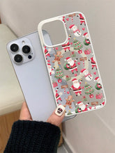 A simple and stylish beige case with Santa and Christmas tree motifs for iPhone 17 to 11 Pro Max