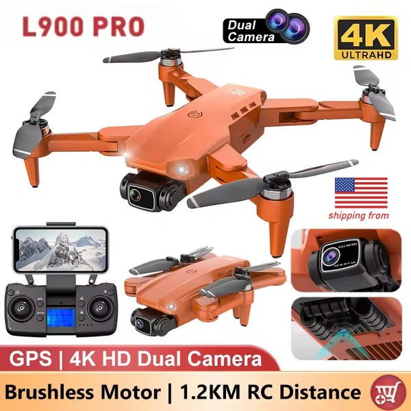 L900 Pro Drone 4K Dual Camera with 5G GPS - Brushless Foldable Quadcopter 1.2KM FPV Range, HD Aerial Photography RC for Adults
