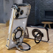 Luxury Shockproof Plating Bright Stand Case for iPhone 17 Air 16 15 14 13 12 11 Pro Max Plus X XS XR for Magsafe Magnetic Cover