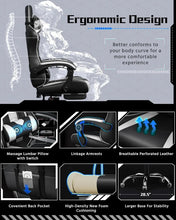 Ergonomic Gaming Chair with Massage Lumbar Support, Adjustable Footrest and Headrest for Comfortable Computer Use