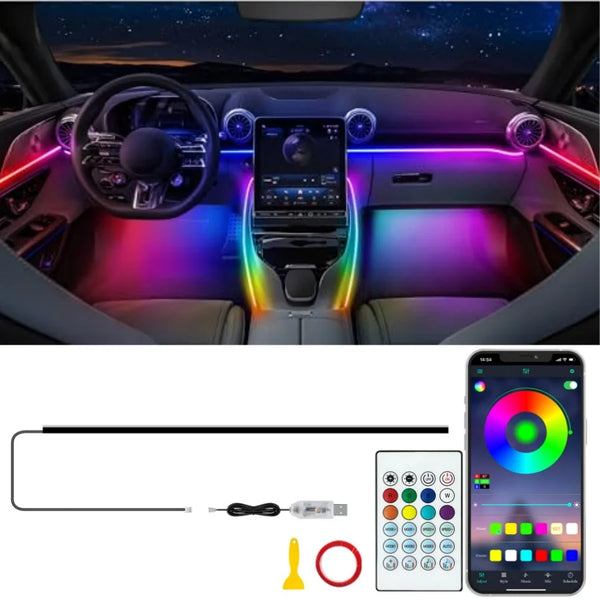 Dreamcolor Interior Car LED Strip Lights USB RGB 2 in 1 with Car Ambient Lighting Kits Dynamic Chasing Music Sync Neon light