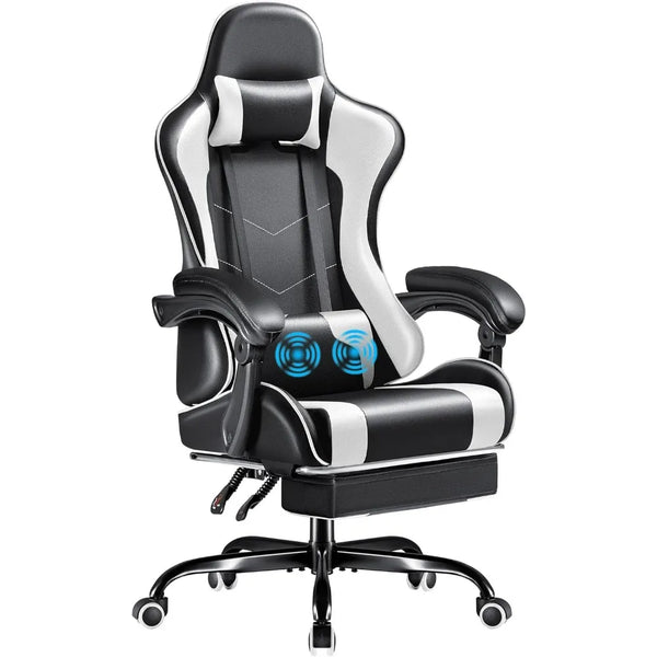 Furmax Gaming Chair, Video Game Chair with Footrest and Massage Lumbar Support, Swivel Seat Height Adjustable Computer Headrest