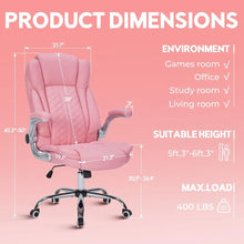 400lbs Executive Office Chair with Armrests,Big and Tall Computer Chair for Heavy People,Heavy Duty Ergonomic Comfy Chair (Pink)