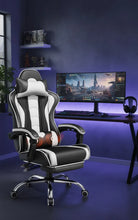 Ergonomic Gaming Chair with Massage Lumbar Support, Adjustable Footrest and Headrest for Comfortable Computer Use