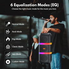 Bluetooth Speaker, Wireless Portable Waterproof Speaker with Stylish Lights, Support TWS/TF Card/USB/AUX, Loud HD Stereo Sound