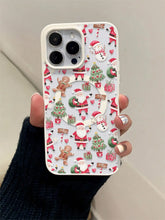 A simple and stylish beige case with Santa and Christmas tree motifs for iPhone 17 to 11 Pro Max