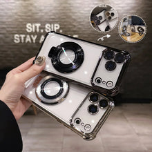 Luxury Shockproof Plating Bright Stand Case for iPhone 17 Air 16 15 14 13 12 11 Pro Max Plus X XS XR for Magsafe Magnetic Cover