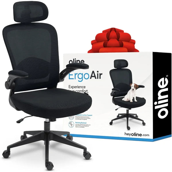 ErgoAir Ergonomic Office Chair with Adjustable Lumbar Support and FlipUp Armrests for Enhanced Comfort Breathable Mesh Design I
